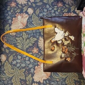 Princess Highway Chicken Embroidered Tote | Cottagecore Vegan Leather Bag